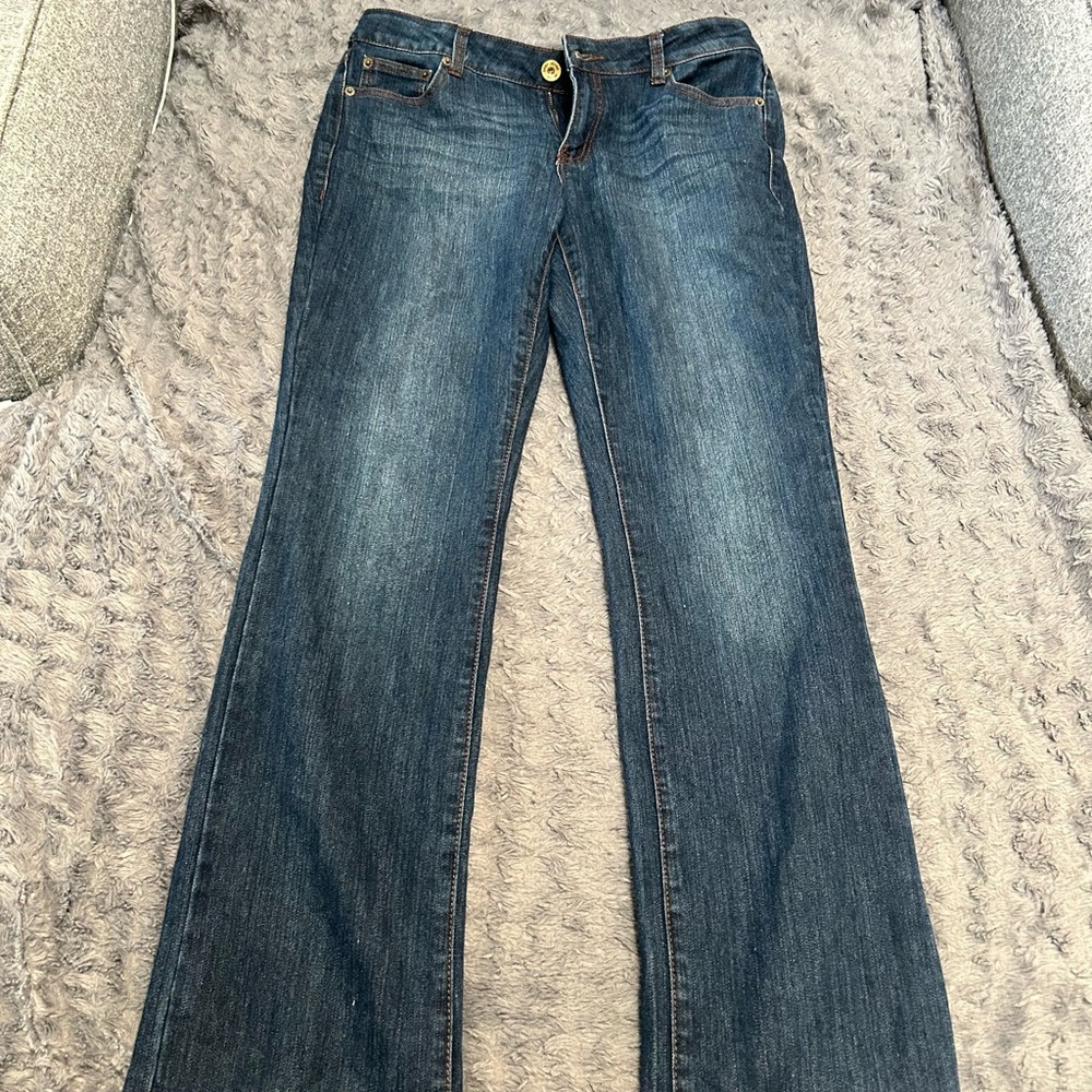 Dkny Blue Flare Wide Leg Jeans